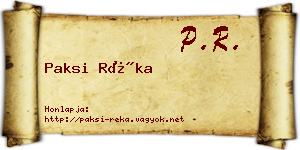 Paksi Réka névjegykártya
